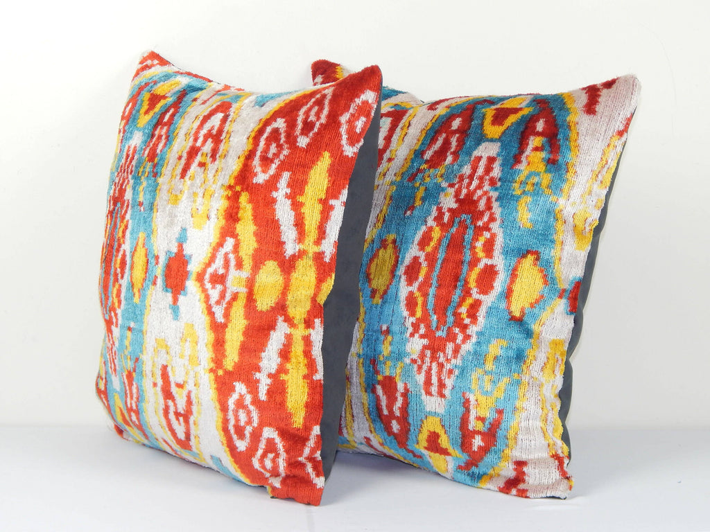 İpek Ikat Kadife Kırlent Kılıfı 2'li Set 40 x 40 cm
