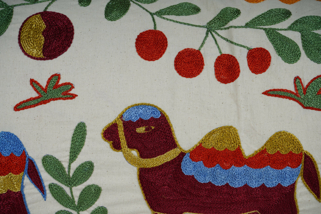 Deve Desenli Suzani Kırlent Kılıfı 2'li Set 45 x 93 cm