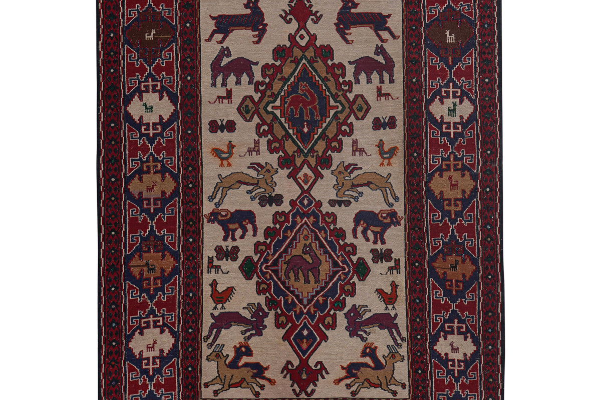 Vintage Sumak Kilim 108 x 143 cm