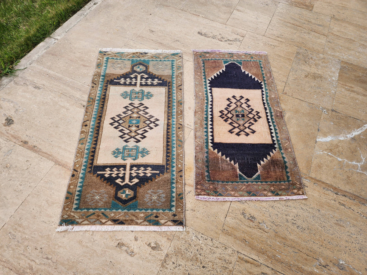 Vintage Türk Yastık Halı 2'li Set 50 x 97 cm