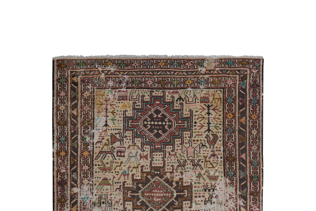 Vintage Hayvan Desenli Sumak Kilim 106 x 140 cm