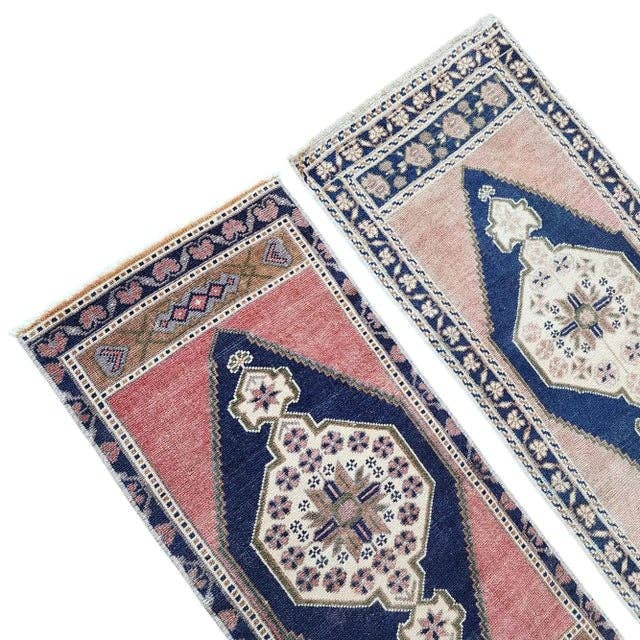 Vintage Türk Yastık Halı 2'li Set 48 x 103 cm