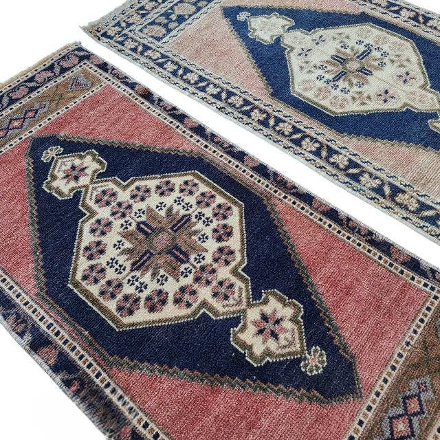 Vintage Türk Yastık Halı 2'li Set 48 x 103 cm