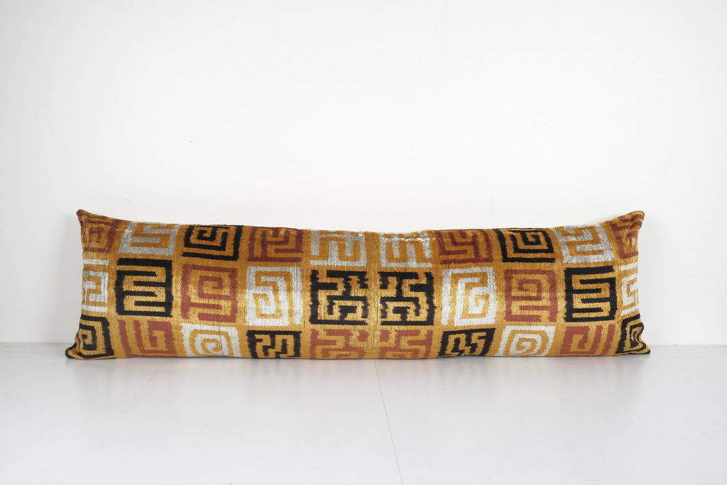 İpek Ikat Kadife Kırlent Kılıfı 2'li Set 36 x 130 cm