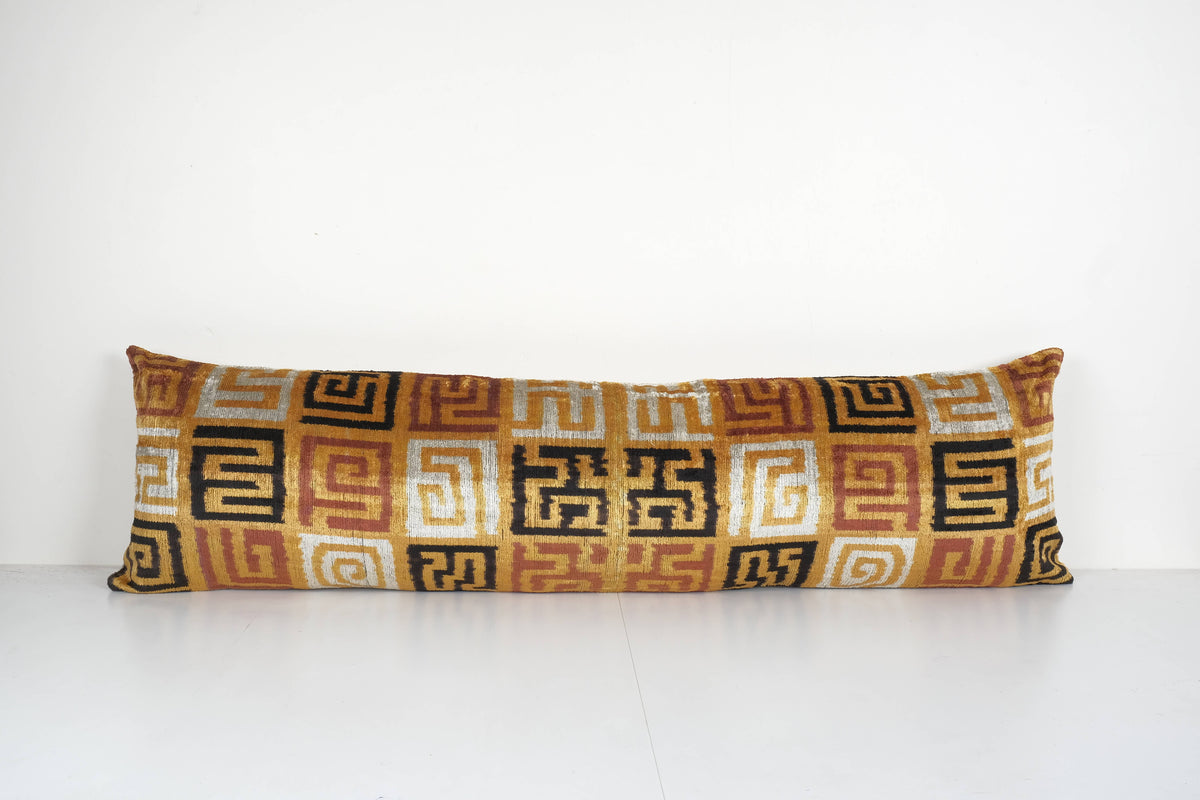 İpek Ikat Kadife Kırlent Kılıfı 2'li Set 36 x 130 cm