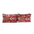 Balık Desenli İpek Ikat Kadife Kırlent Kılıfı 3'li Set 40 x 122 cm
