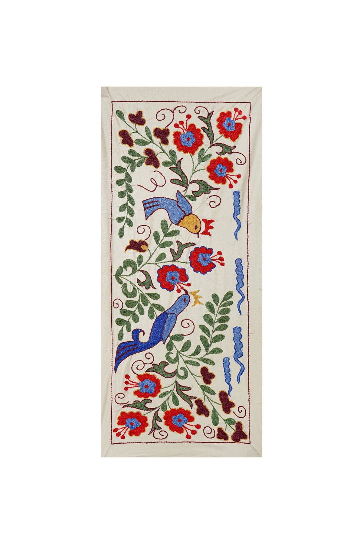 Kuş Desenli Suzani Duvar Örtüsü 44 x 96 cm