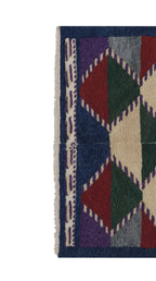 Vintage Türk Damalı Tulu Halı 109 x 136 cm