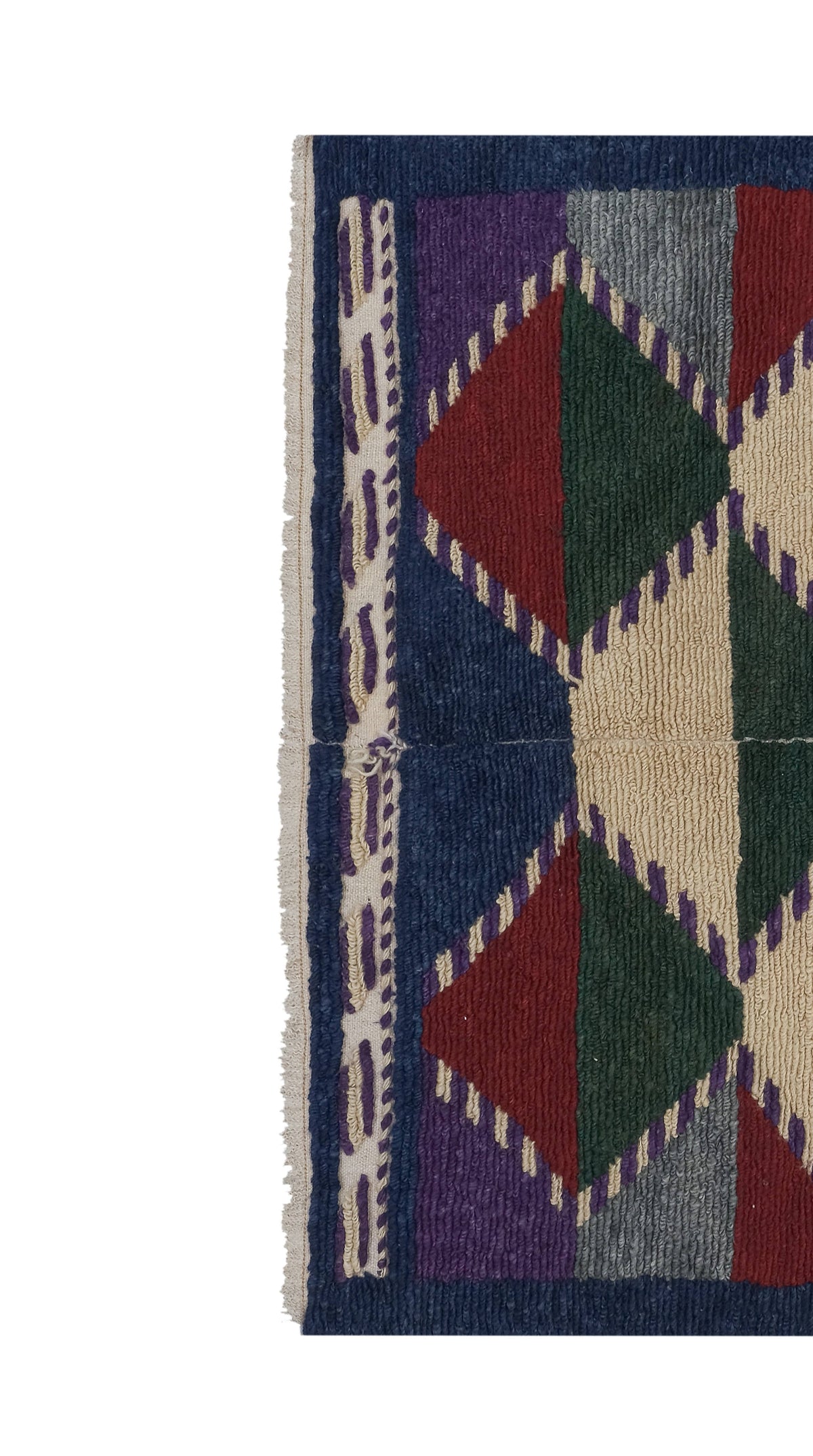 Vintage Türk Damalı Tulu Halı 109 x 136 cm