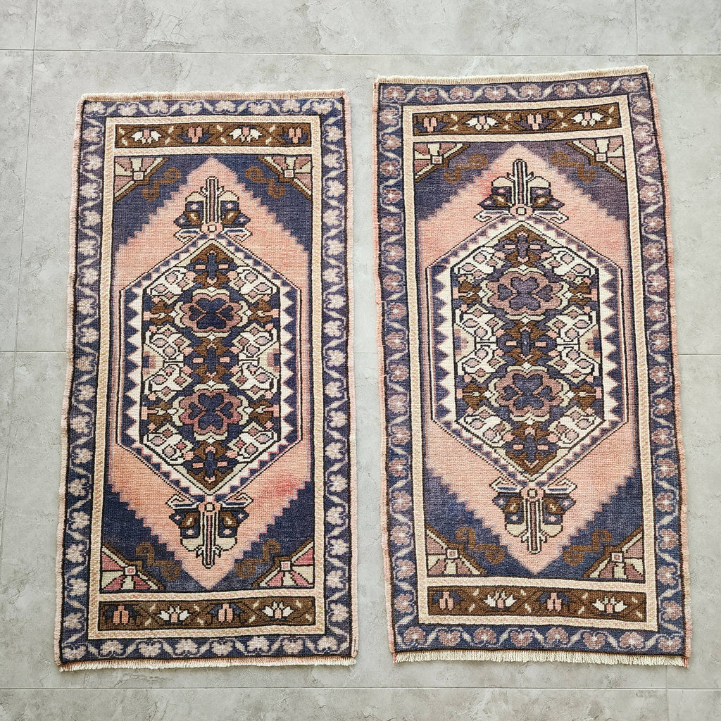 Vintage Türk Yastık Halı 2'li Set 58 x 108 cm