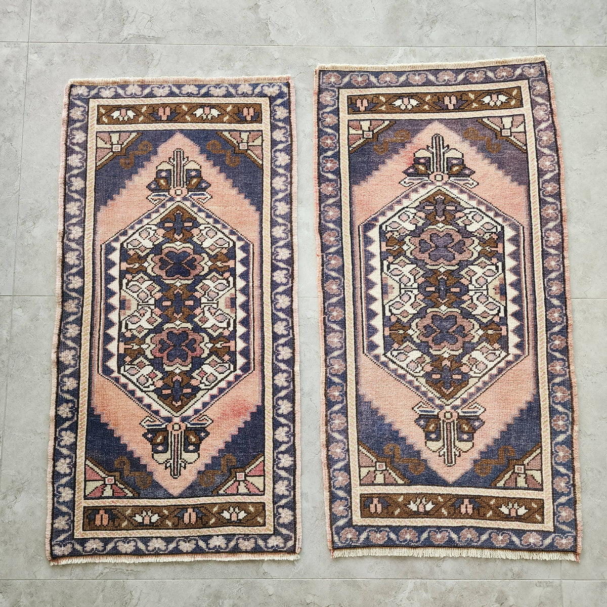 Vintage Türk Yastık Halı 2'li Set 58 x 108 cm