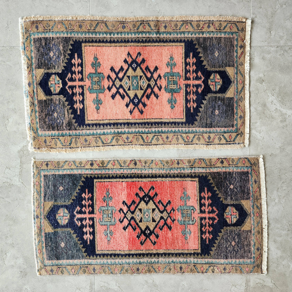 Vintage Türk Yastık Halı 2'li Set 49 x 81 cm