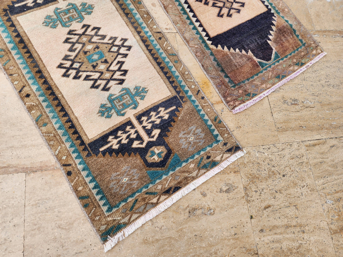 Vintage Türk Yastık Halı 2'li Set 50 x 97 cm