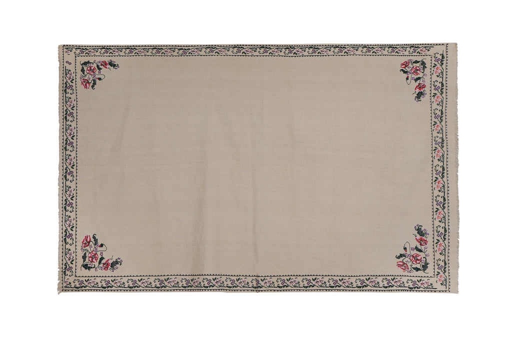 Vintage Aubusson Çiçek Desenli Kilim 160 x 250 cm