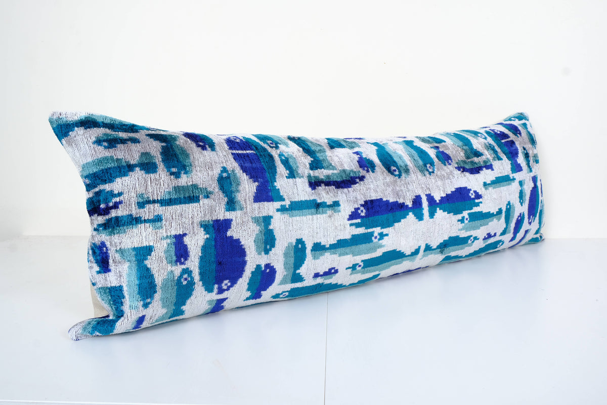 İpek Ikat Kadife Kırlent Kılıfı 40 x 121 cm