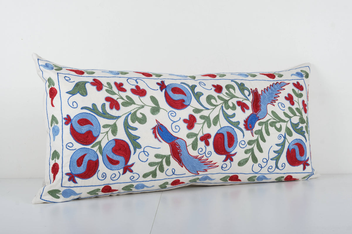 Kuş Desenli Suzani Kırlent Kılıfı 45 x 95 cm