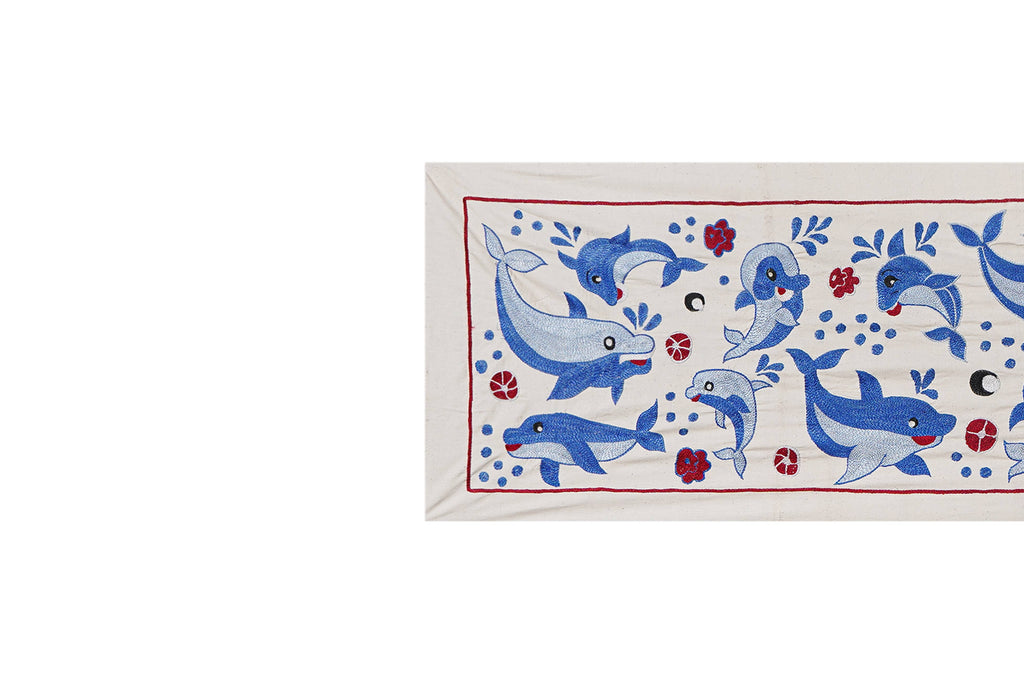 Balık Desenli Suzani Duvar Örtüsü 50 x 148 cm