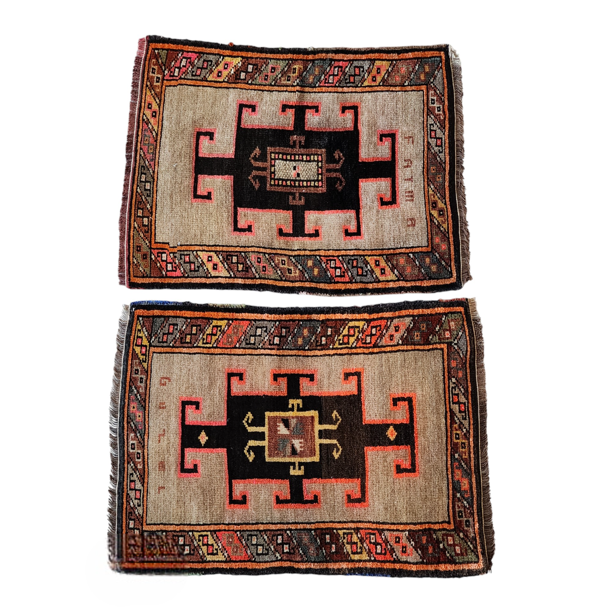 Vintage Uşak Yastık Halı 2'li Set 57 x 78 cm