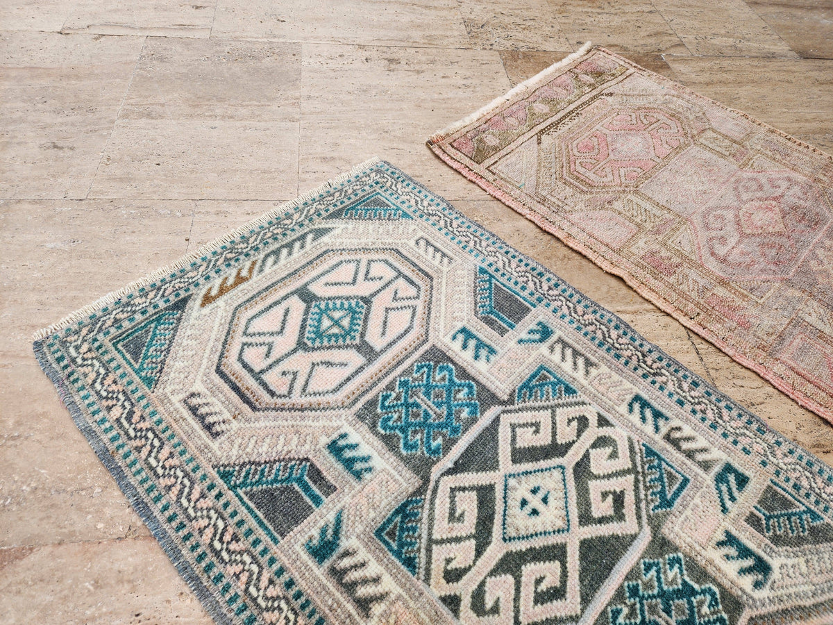 Vintage Türk Yastık Halı 2'li Set 55 x 92 cm
