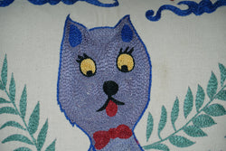 Kedi Desenli Suzani Kırlent Kılıfı 46 x 46 cm