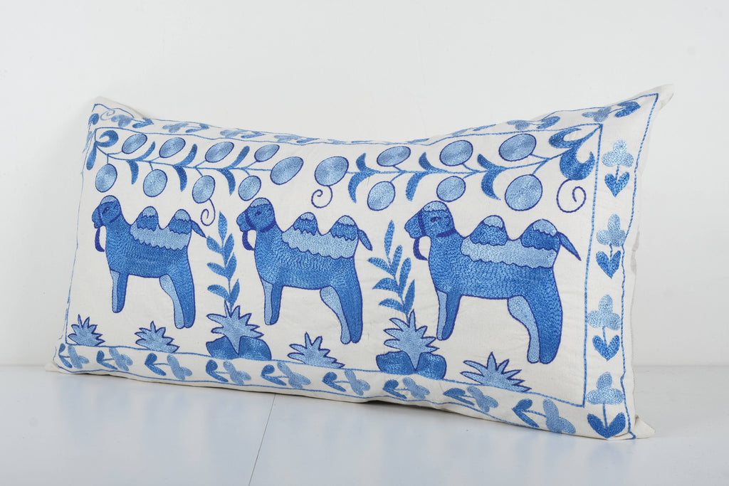 Deve Desenli Suzani Kırlent Kılıfı 45 x 90 cm