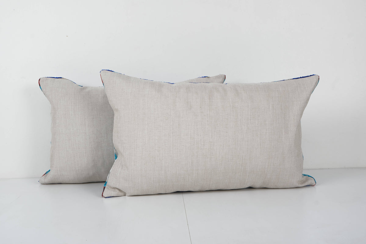 İpek Ikat Kadife Kırlent Kılıfı 2'li Set 40 x 120 cm