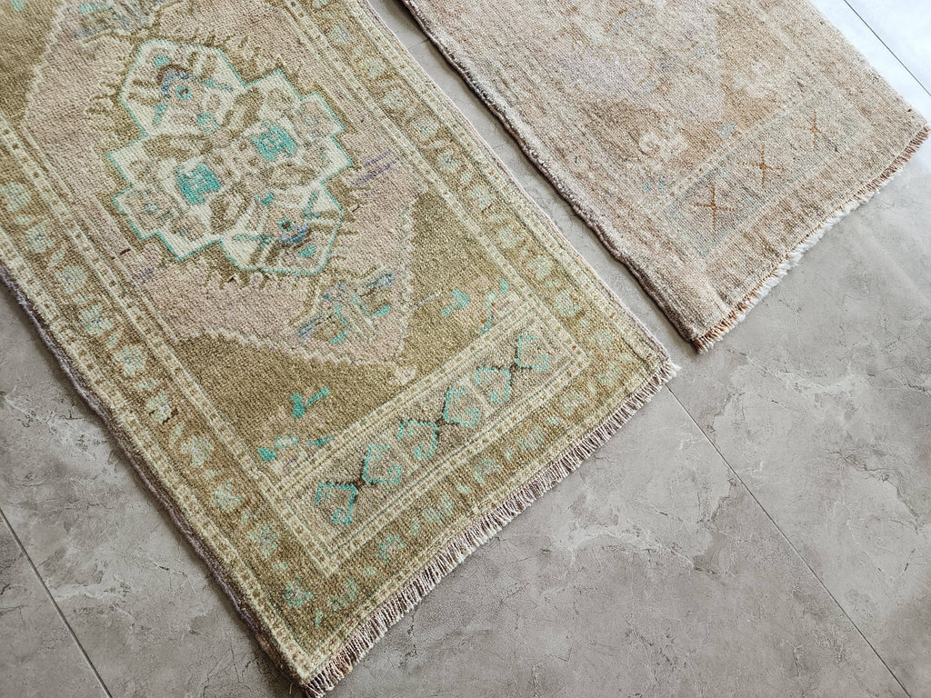 Vintage Türk Yastık Halı 2'li Set 50 x 99 cm