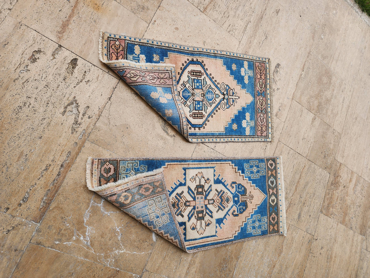 Vintage Türk Yastık Halı 2'li Set 43 x 99 cm