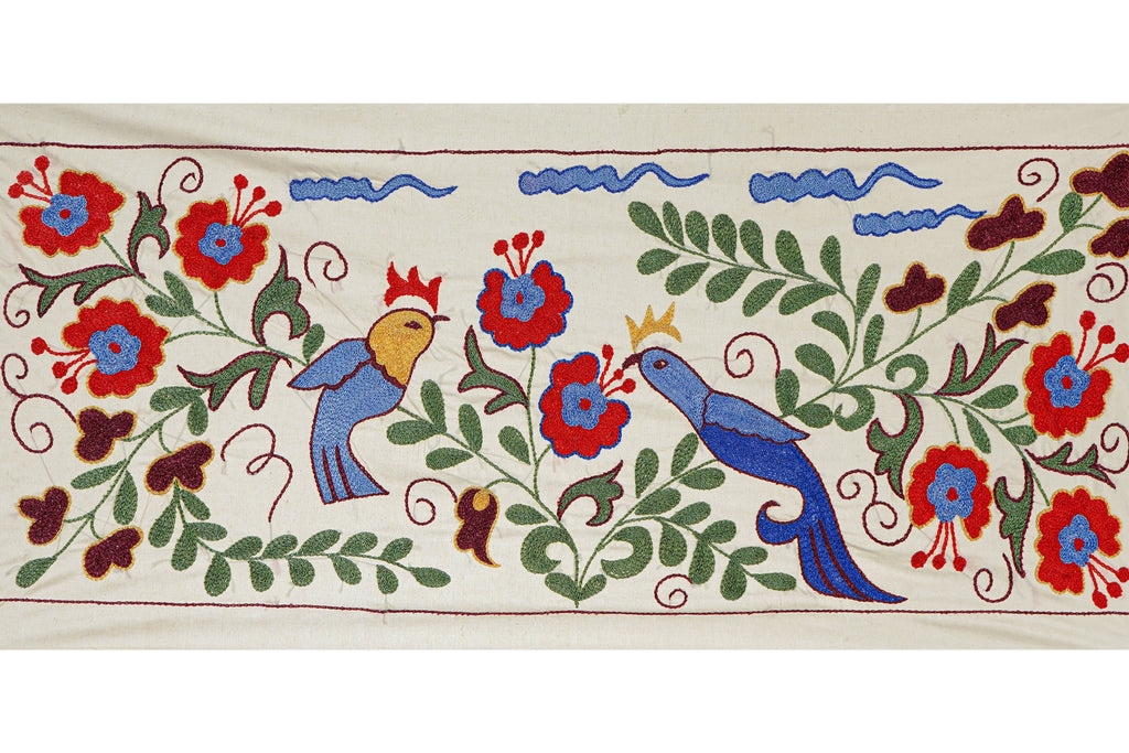 Kuş Desenli Suzani Duvar Örtüsü 44 x 96 cm
