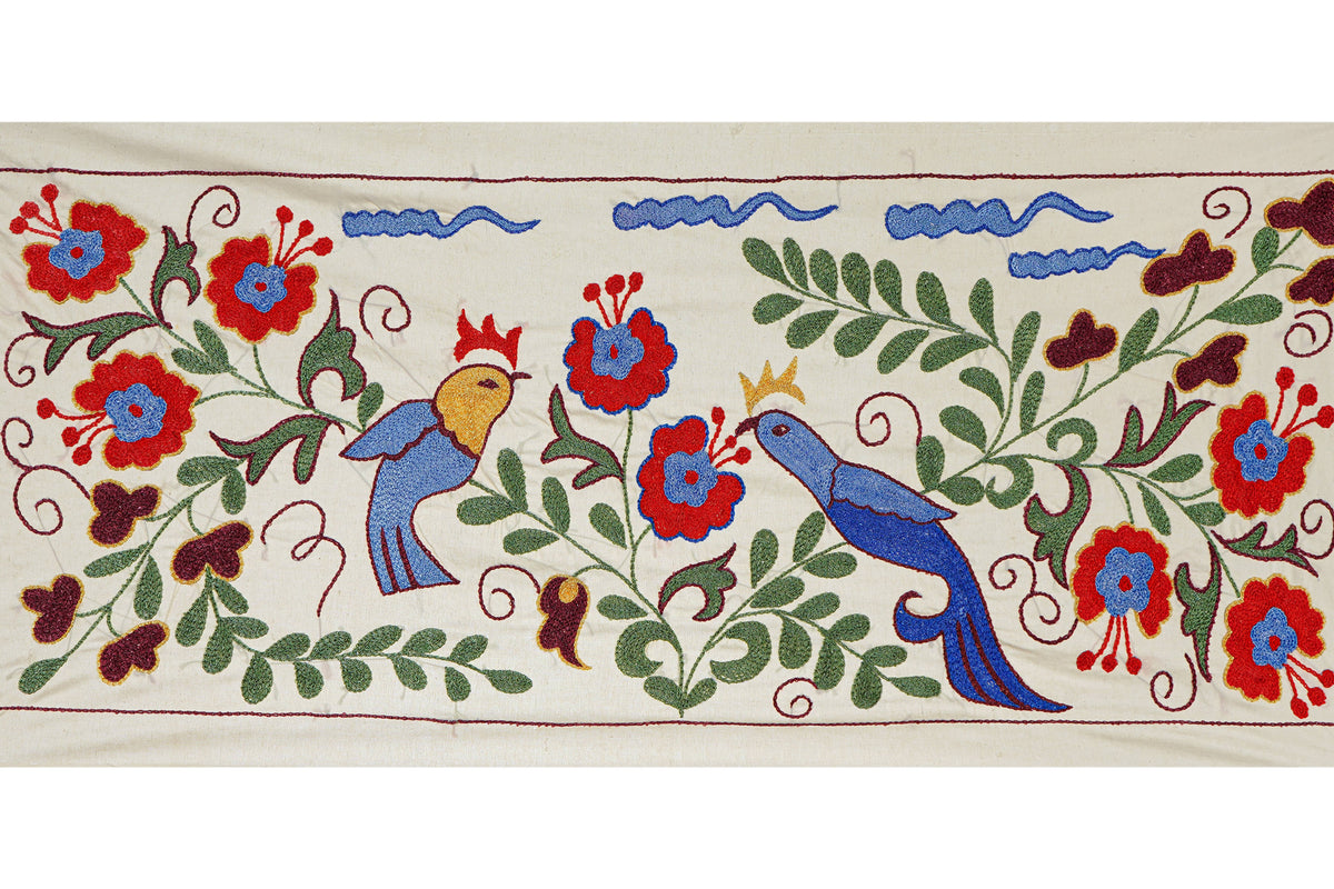 Kuş Desenli Suzani Duvar Örtüsü 44 x 96 cm