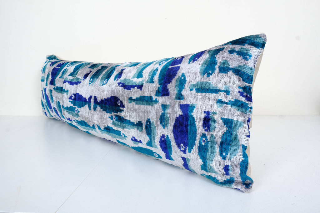 İpek Ikat Kadife Kırlent Kılıfı 40 x 121 cm