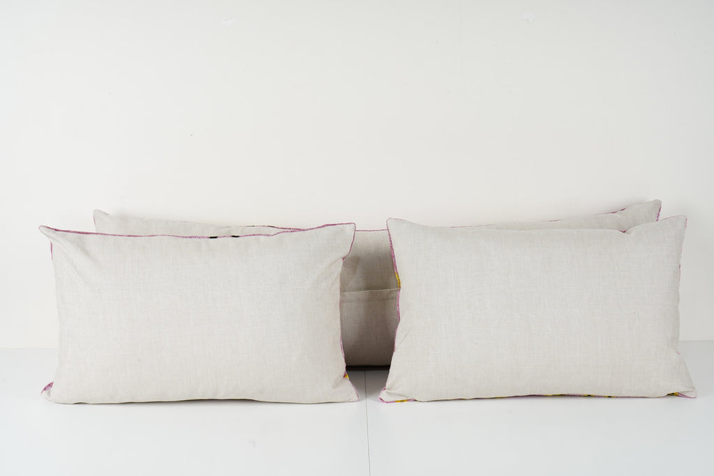 İpek Ikat Kadife Kırlent Kılıfı 3'li Set 40 x 60 cm