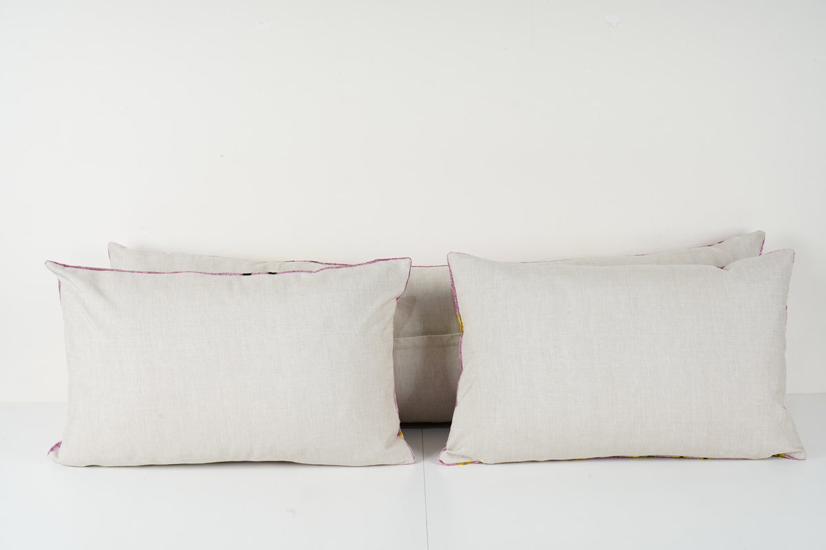 İpek Ikat Kadife Kırlent Kılıfı 3'li Set 40 x 60 cm