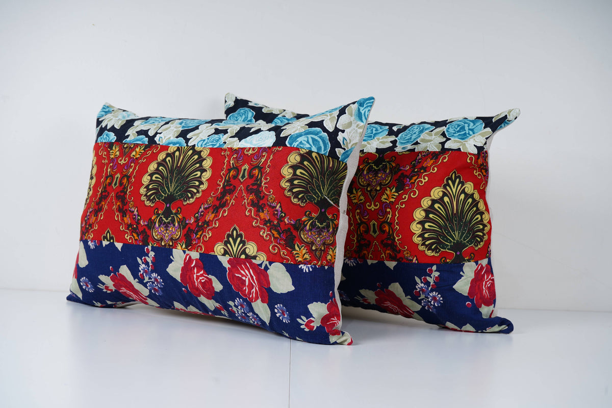 Özbek Baskılı Kırlent Kılıfı 2'li Set 40 x 55 cm
