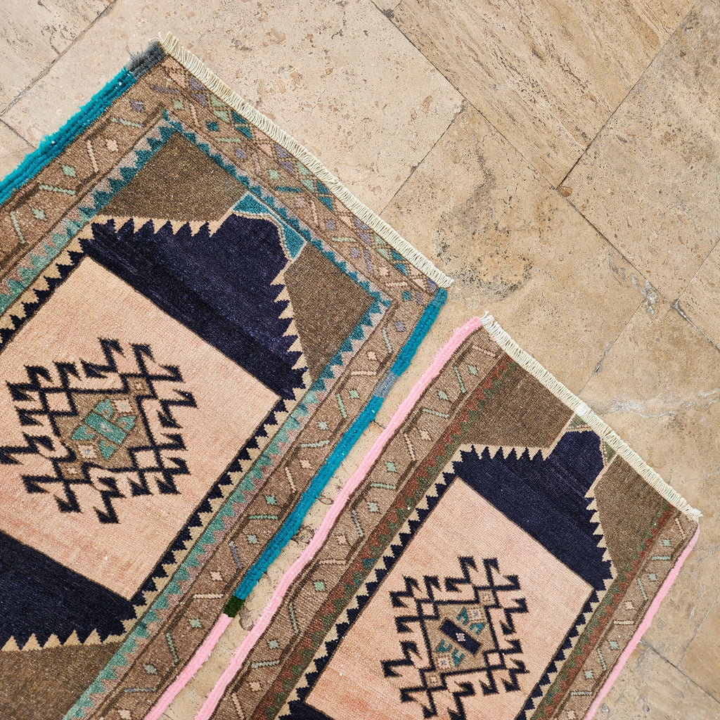 Vintage Türk Yastık Halı 2'li Set 51 x 82 cm