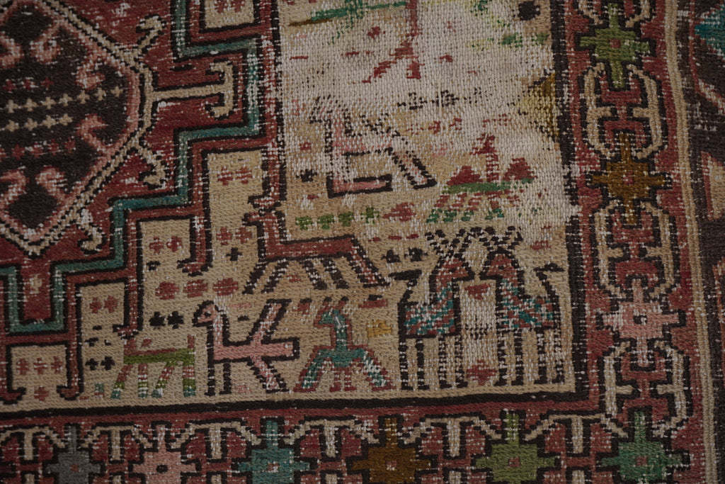 Vintage Hayvan Desenli Sumak Kilim 106 x 140 cm