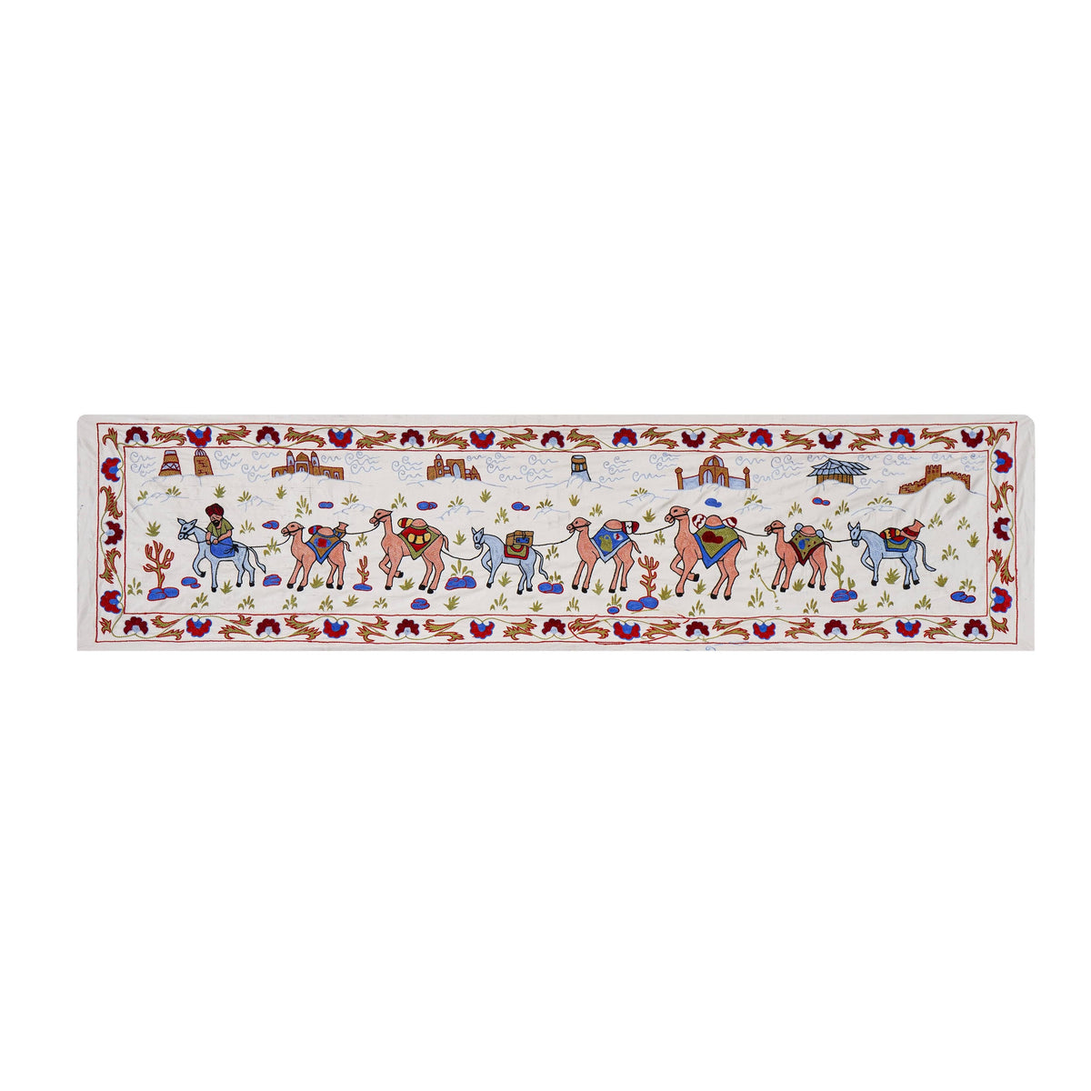 El İşlemesi Suzani Duvar Örtüsü 50 x 186 cm