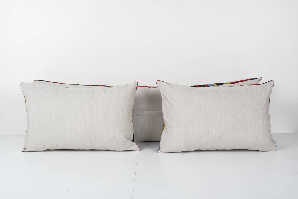 İpek Ikat Kadife Kırlent Kılıfı 3'li Set 40 x 60 cm