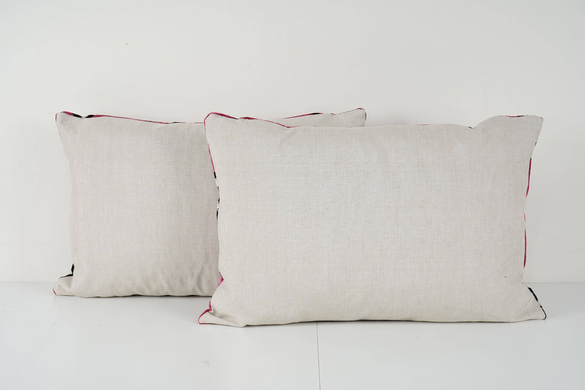 İpek Ikat Kadife Kırlent Kılıfı 2'li Set 40 x 60 cm