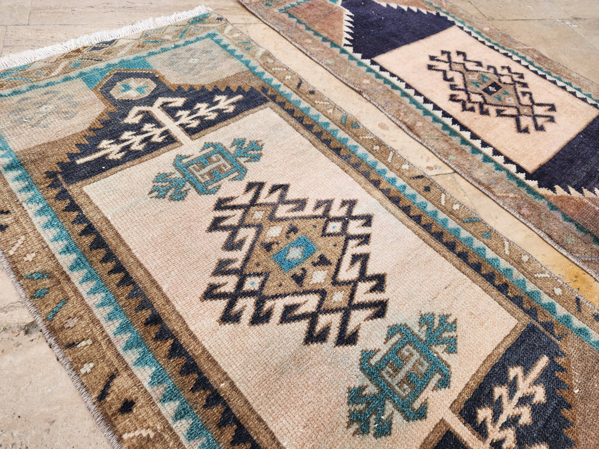 Vintage Türk Yastık Halı 2'li Set 50 x 97 cm