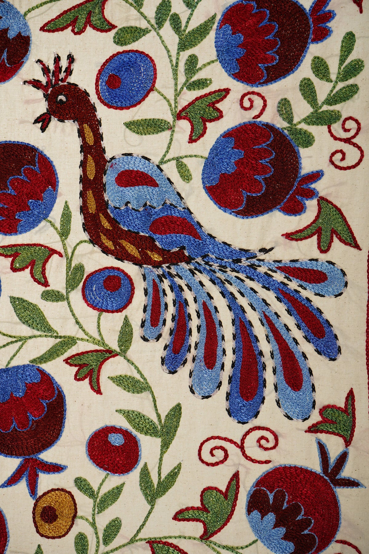 Tavus Kuşu Desenli Suzani Duvar Örtüsü 50 x 92 cm