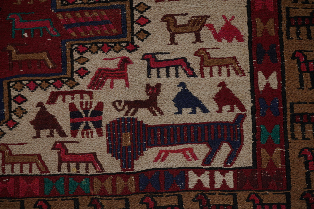 Vintage Sumak Kilim 108 x 143 cm