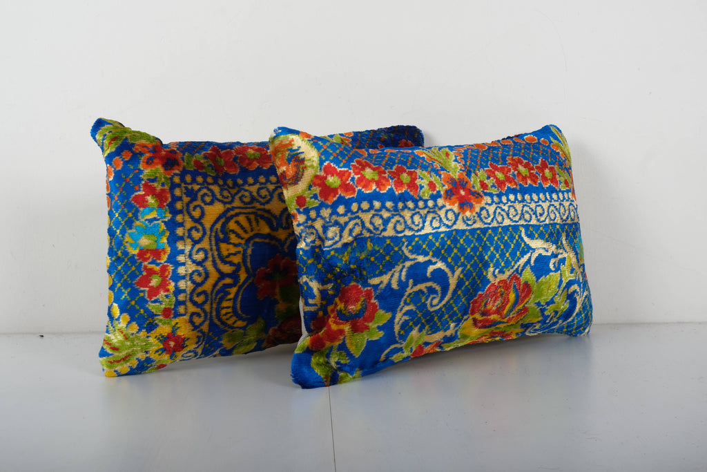 İpek Ikat Kadife Kırlent Kılıfı 2'li Set 30 x 49 cm