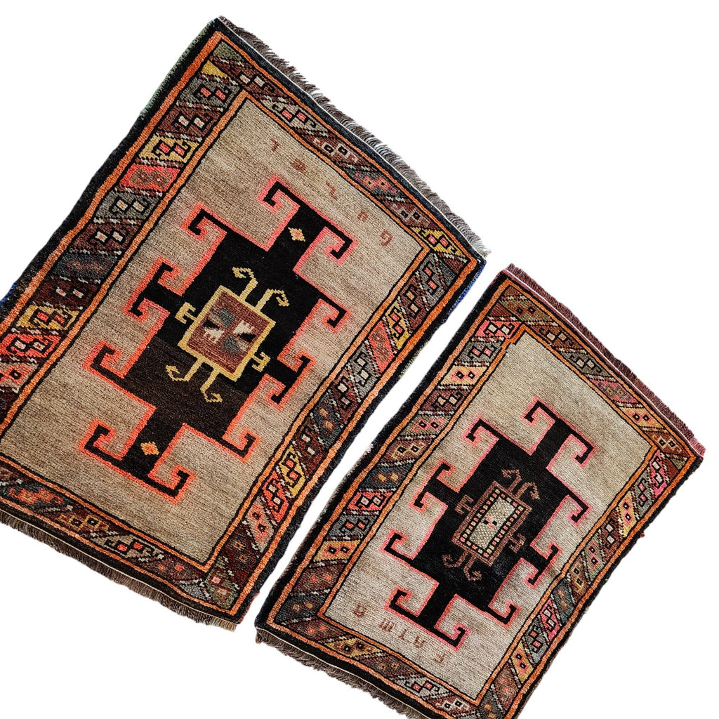 Vintage Uşak Yastık Halı 2'li Set 57 x 78 cm