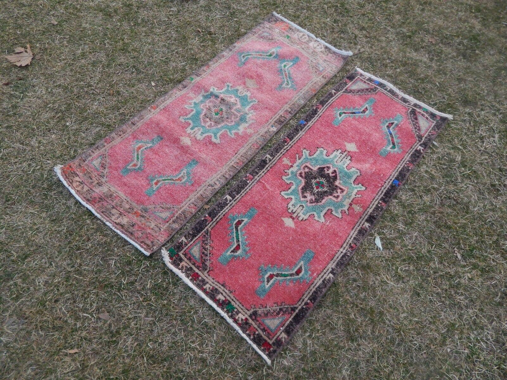 Vintage Türk Yastık Halı 2'li Set 43 x 112 cm