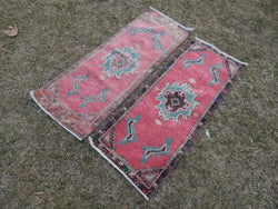 Vintage Türk Yastık Halı 2'li Set 43 x 112 cm