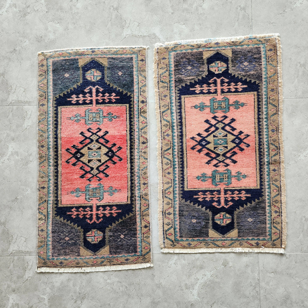 Vintage Türk Yastık Halı 2'li Set 49 x 81 cm