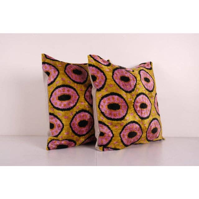 İpek Ikat Kadife Kırlent Kılıfı 2'li Set 60 x 60 cm