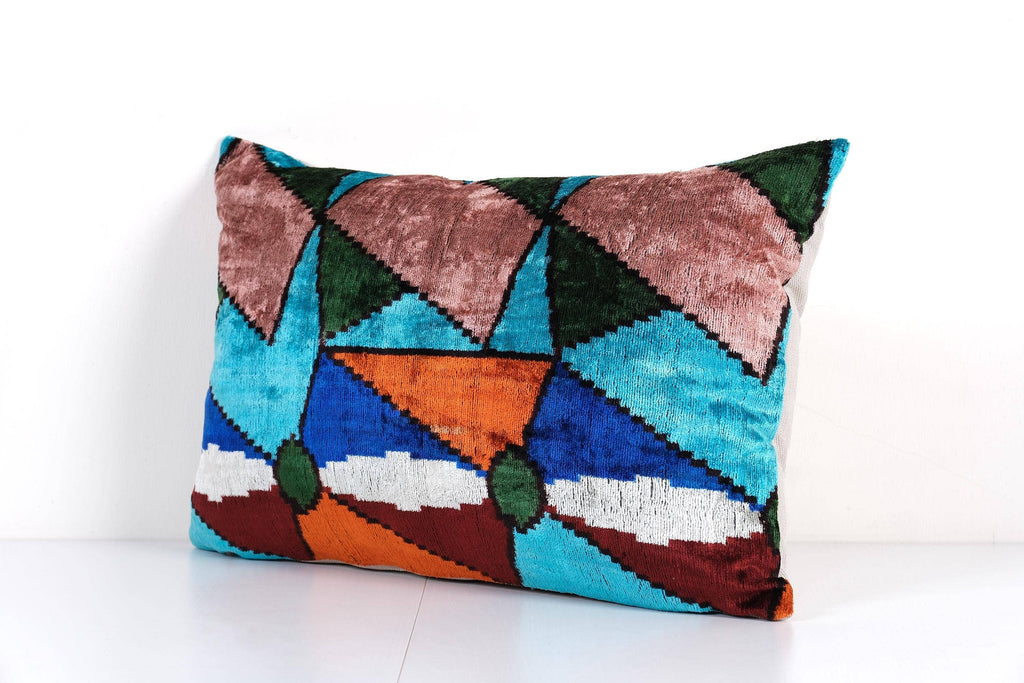İpek Ikat Kadife Kırlent Kılıfı 40 x 60 cm