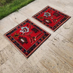 Vintage Türk Yastık Halı 2'li Set 73 x 79 cm